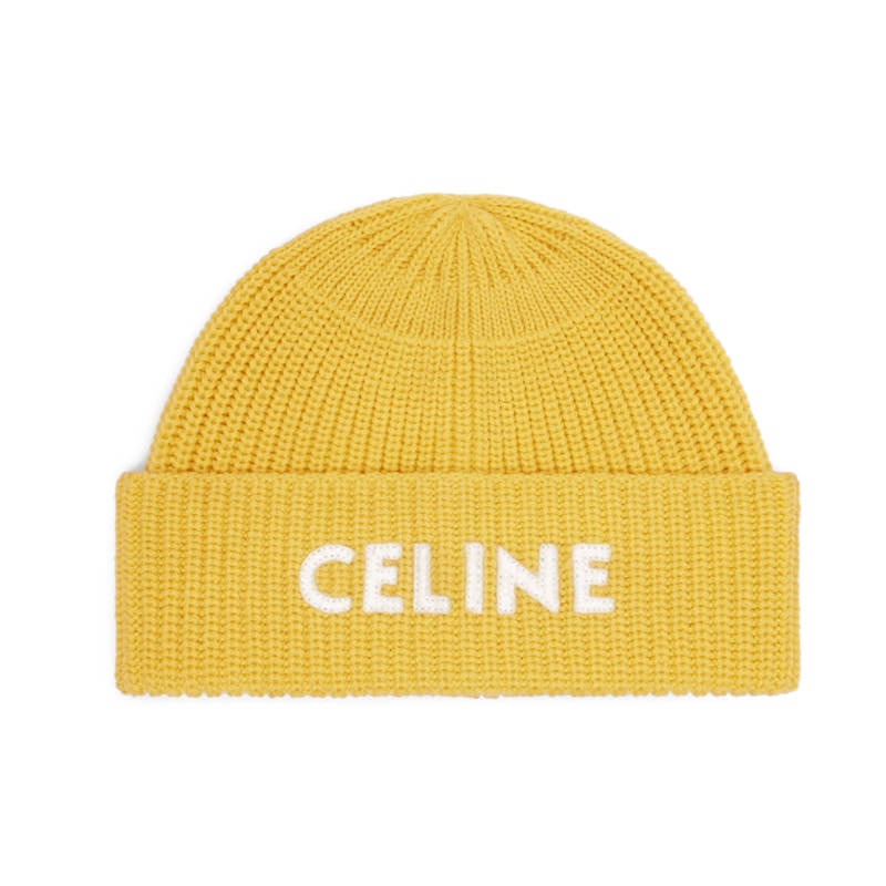 世界の CELINE セリーヌ 21AW EMBROIDERED KNIT WOOL BEANIE エン