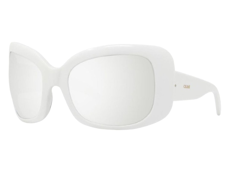 Pre-owned Celine Women's Geometric Sunglasses In White (cl40224i 25c)