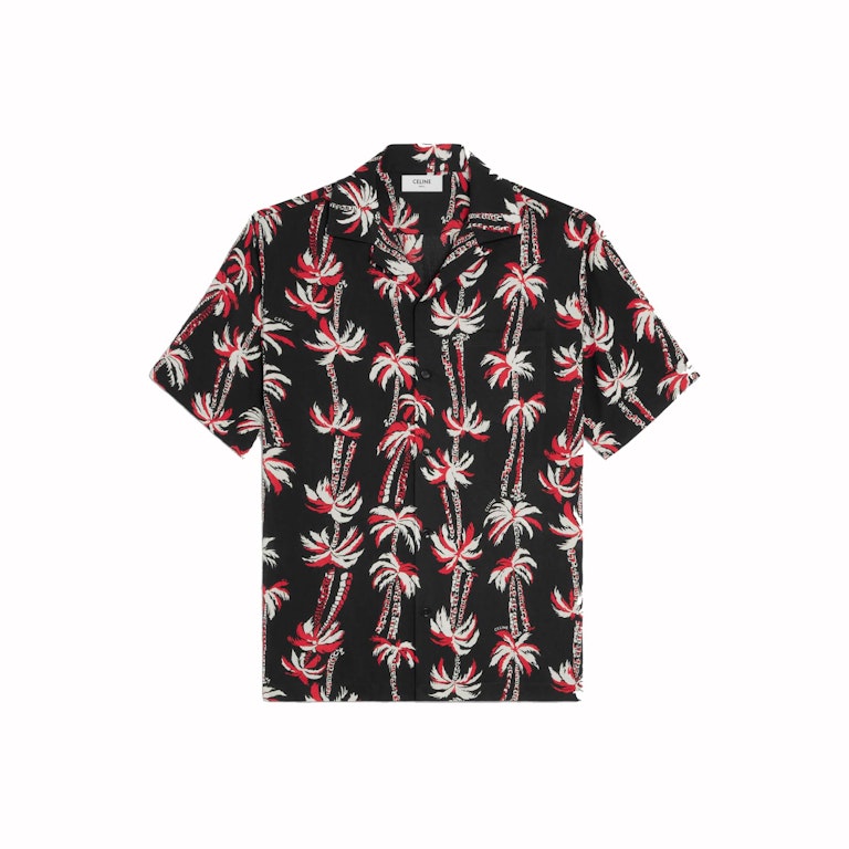 Pre-owned Celine Hawaiian Shirt In Printed Viscose Black/brown/red
