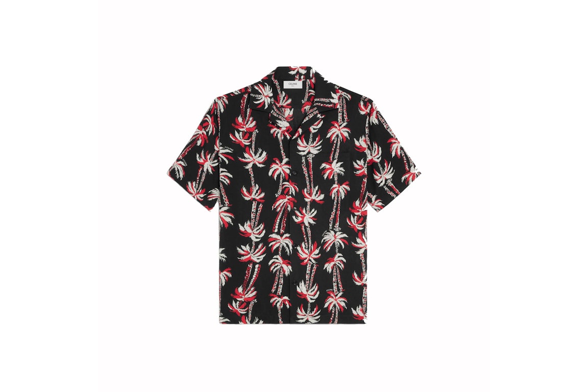 Pre-owned Celine Hawaiian Shirt In Printed Viscose Black/brown/red