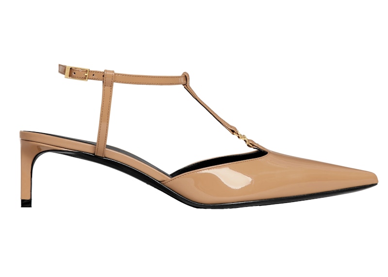 Celine Kitten Patent T-Bar Strap Pump Cappuccino (Womens