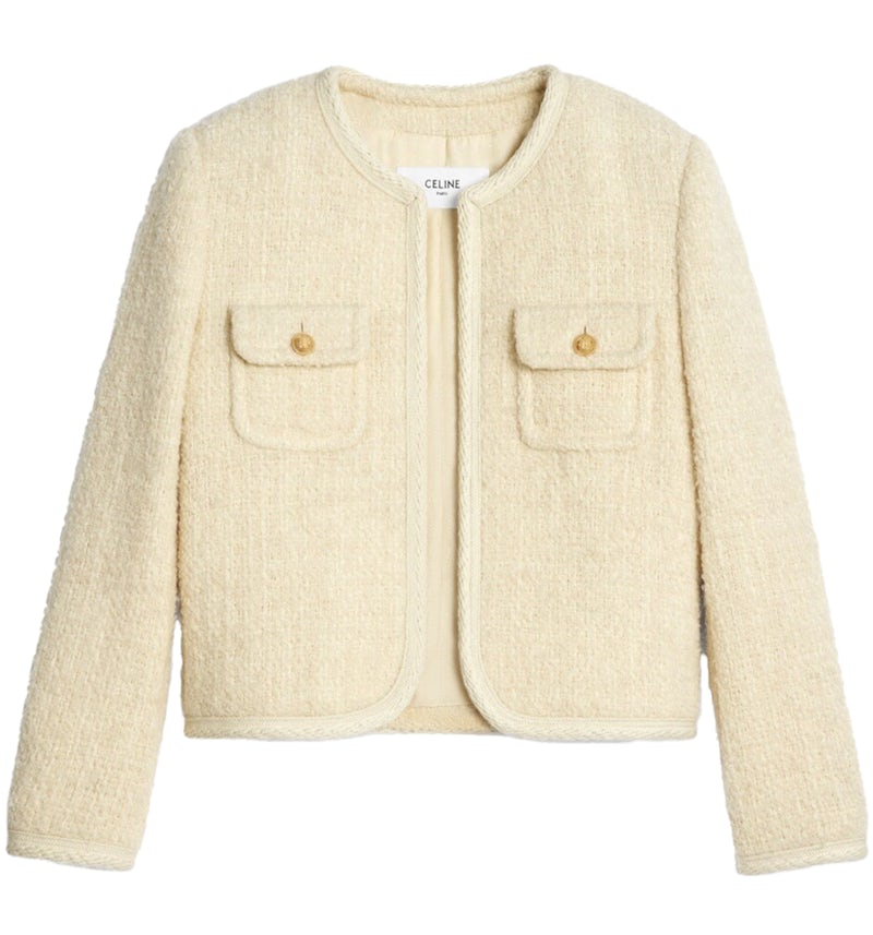 Celine Light Tweed Chelsea Jacket Ivory GB