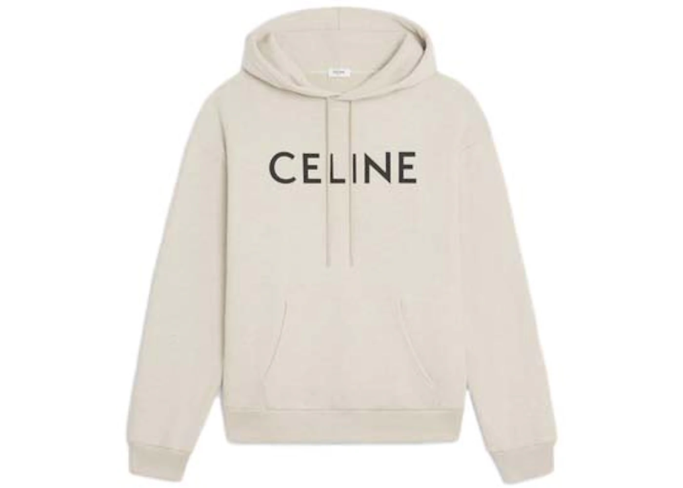 Celine Loose Cotton Fleece Hoodie Cream/Black Men's US