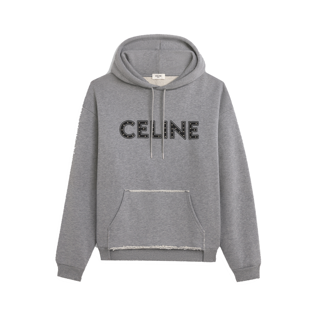 Celine Loose Cotton Sweatshirt with Studs Grey/Black Men's - US