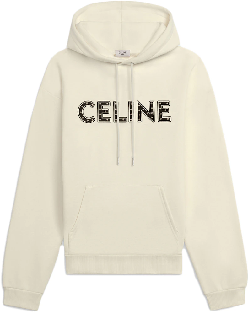 Celine Loose Cotton Sweatshirt with Studs Off White/Black Men's - US