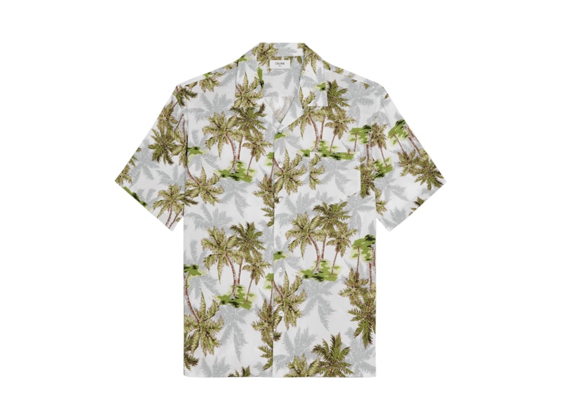 Pre-owned Celine Men's  Loose Hawaiian Printed Viscose Shirt In Ombre/palm Tree Print