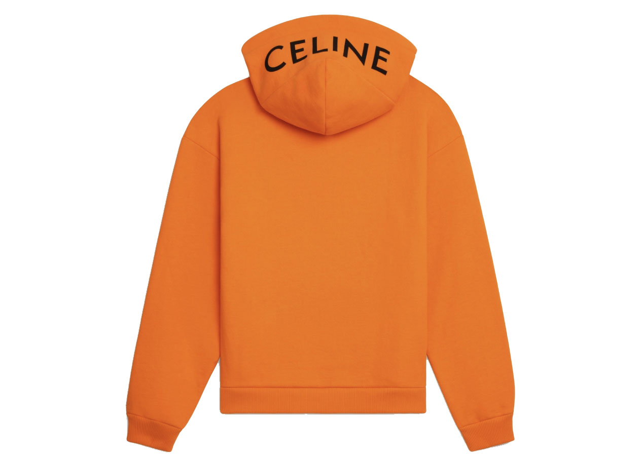 Celine Loose Sweatshirt In Cotton Fleece Bright Orange/Black - SS21