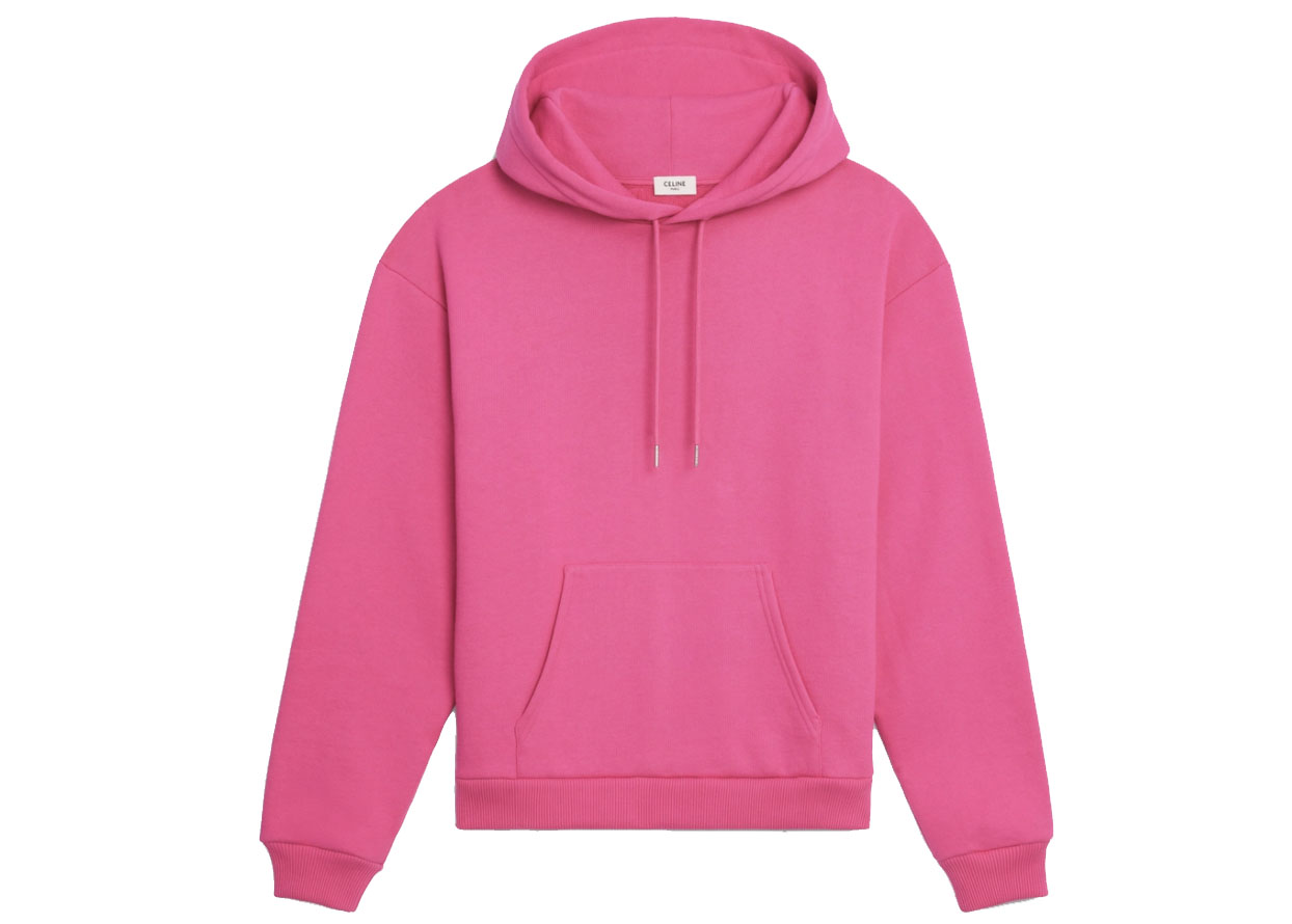 Celine Loose Sweatshirt In Cotton Fleece Hot Pink Black Men s