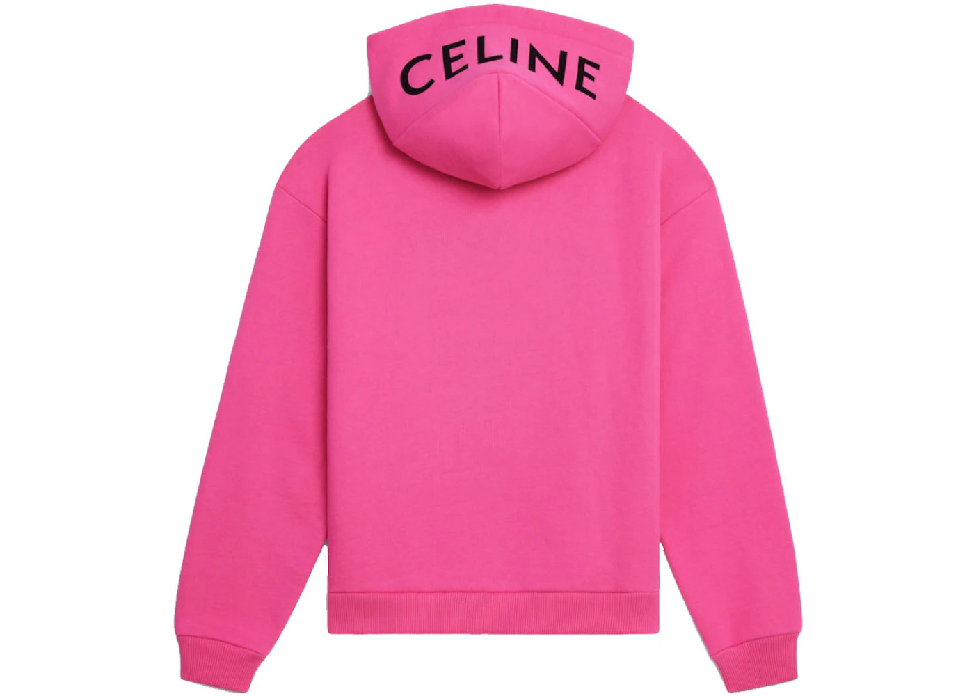 Celine Loose Sweatshirt In Cotton Fleece Hot Pink Black