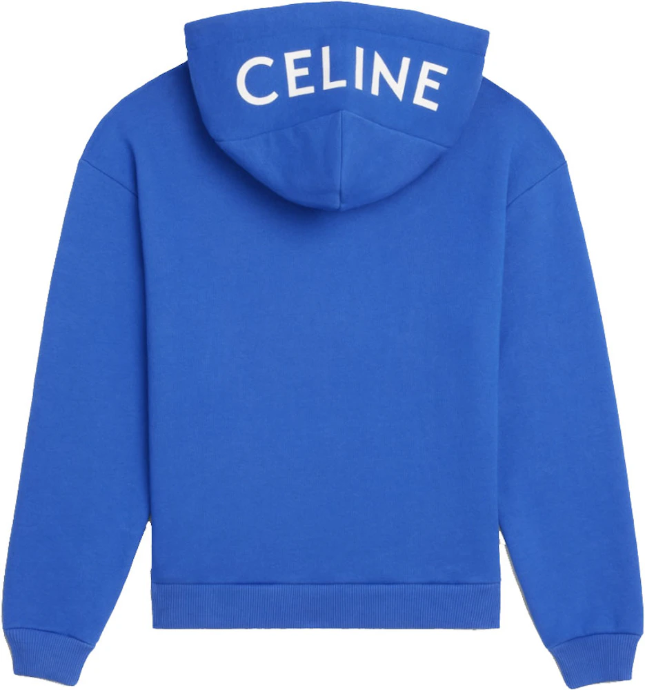Celine Loose Sweatshirt In Cotton Fleece Royal Blue/Off White