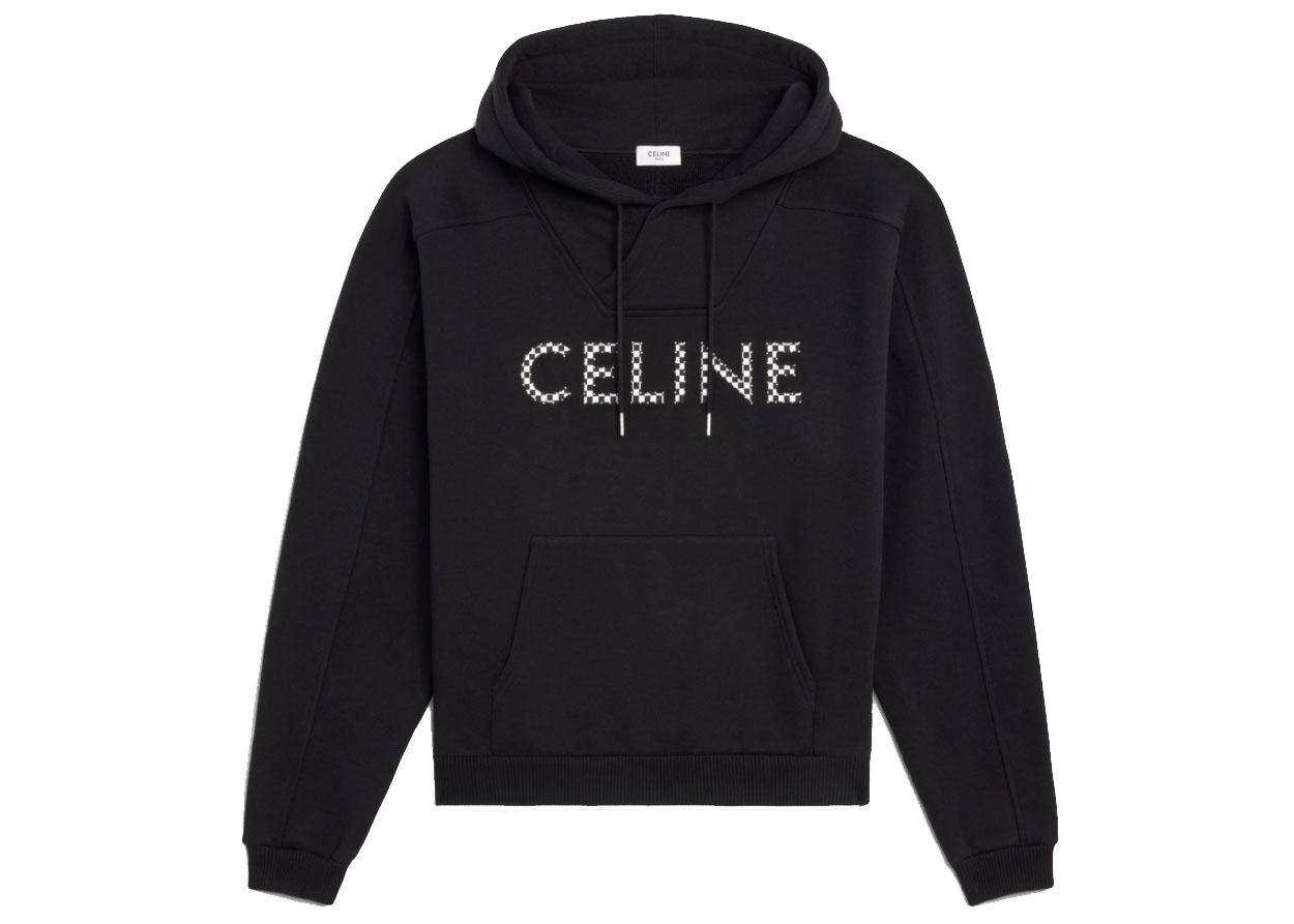 Celine Loose Sweatshirt In Cotton Fleece With Studs Black/White