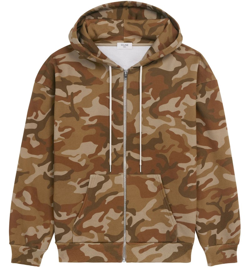 Celine Loose Sweatshirt in Cotton Fleece Camo/Washed White Men's US