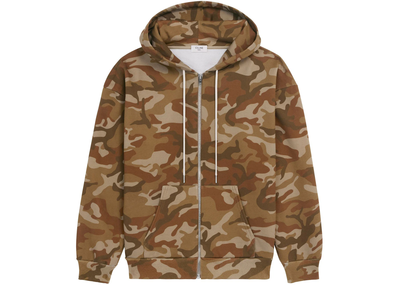 Celine Loose Sweatshirt in Cotton Fleece Camo/Washed White Men's US