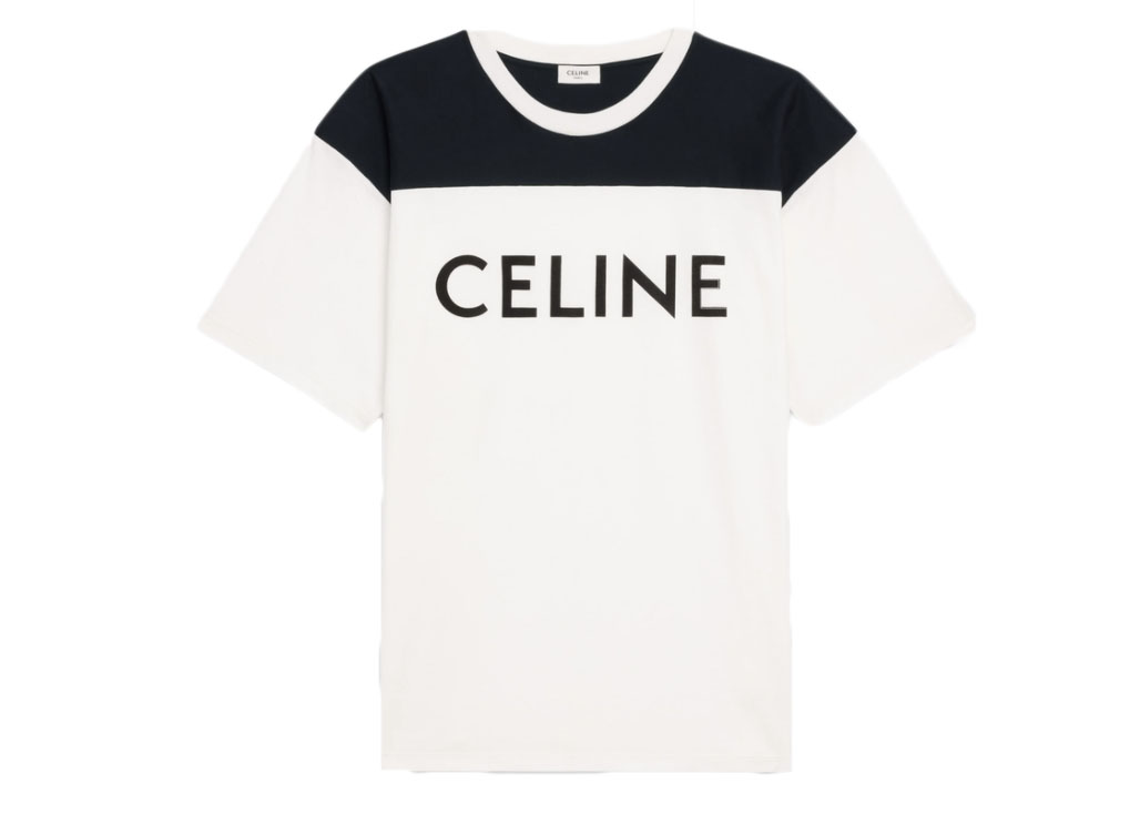 Celine Loose T-Shirt In Cotton Jersey Chalk/Black - SS21