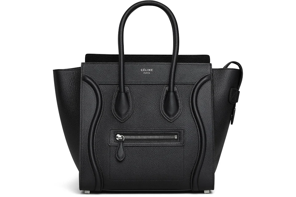 Micro luggage handbag in drummed calfskin black Clearance