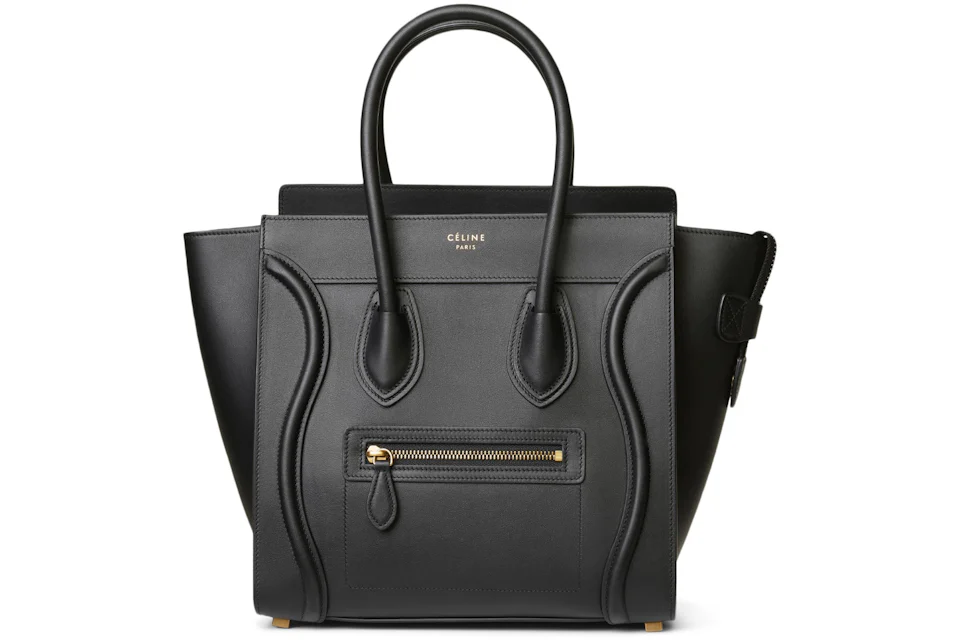 Celine Luggage Micro Black in Calfskin with Gold-Tone - US