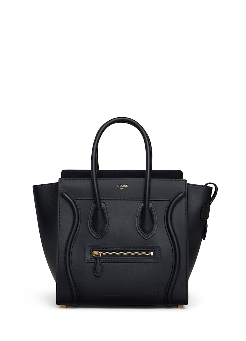 Celine Luggage Smooth Micro Black in Calfskin with Gold Metal US