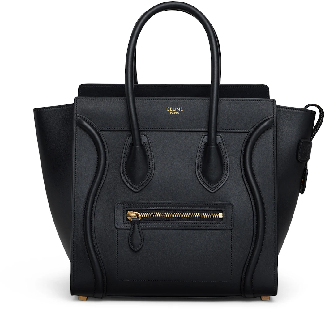 Celine Luggage Smooth Micro Black in Calfskin with Gold Metal - US