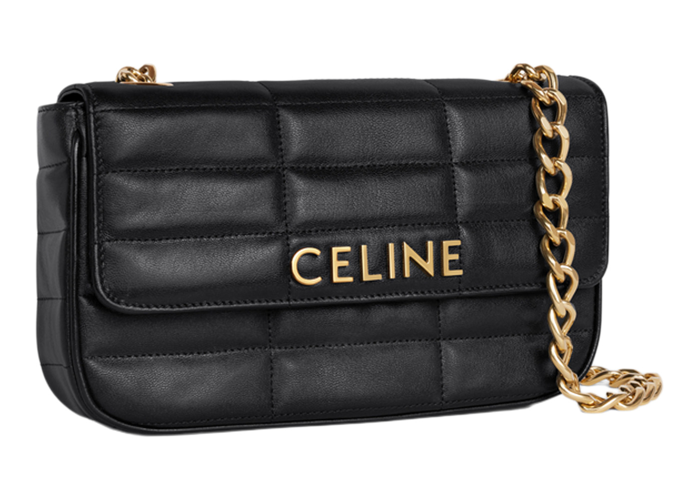 Celine Matelasse Chain Shoulder Bag Quilted Black