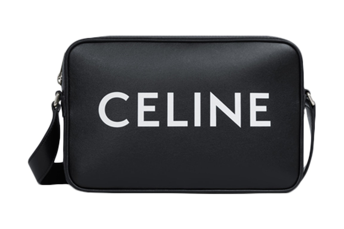 Pre-owned Celine Messenger Bag In Smooth Calfskin With  Print Medium Black/white