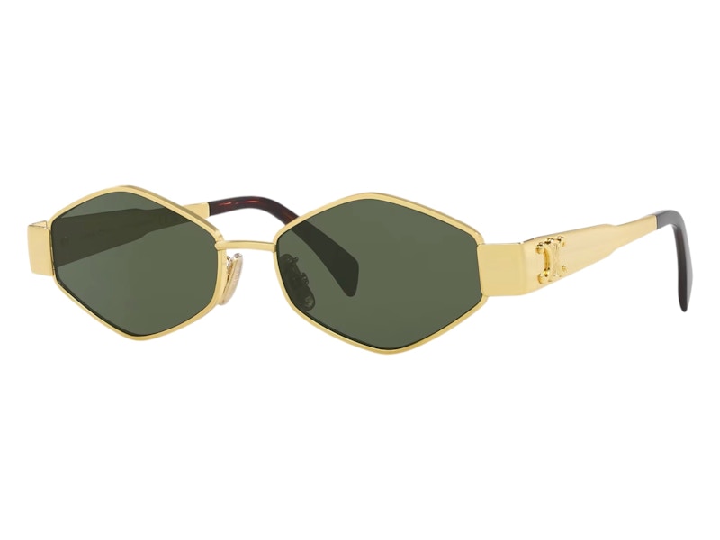 Pre-owned Celine Women's  Metaltriomphe Sunglasses In Gold/green (cl000401 2300j1) In Multi