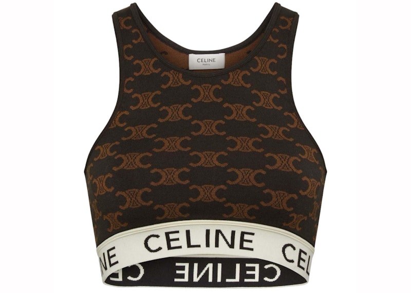 Pre-owned Celine Women's Monogram Bra In Silk Cotton In Brown