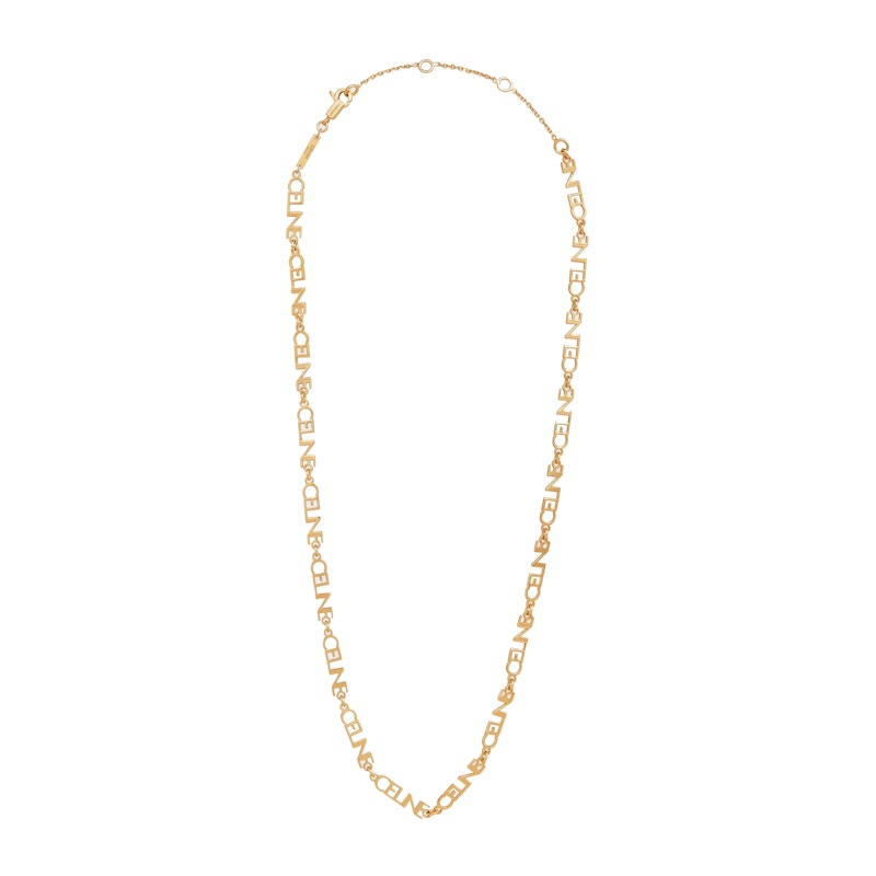 Pre-owned Celine Women's Logo Necklace In Brass With Finish In Gold