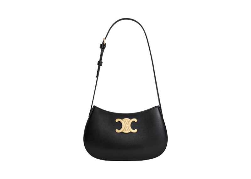 Celine Shiny Calfskin Medium Tilly Bag Black in Leather - US