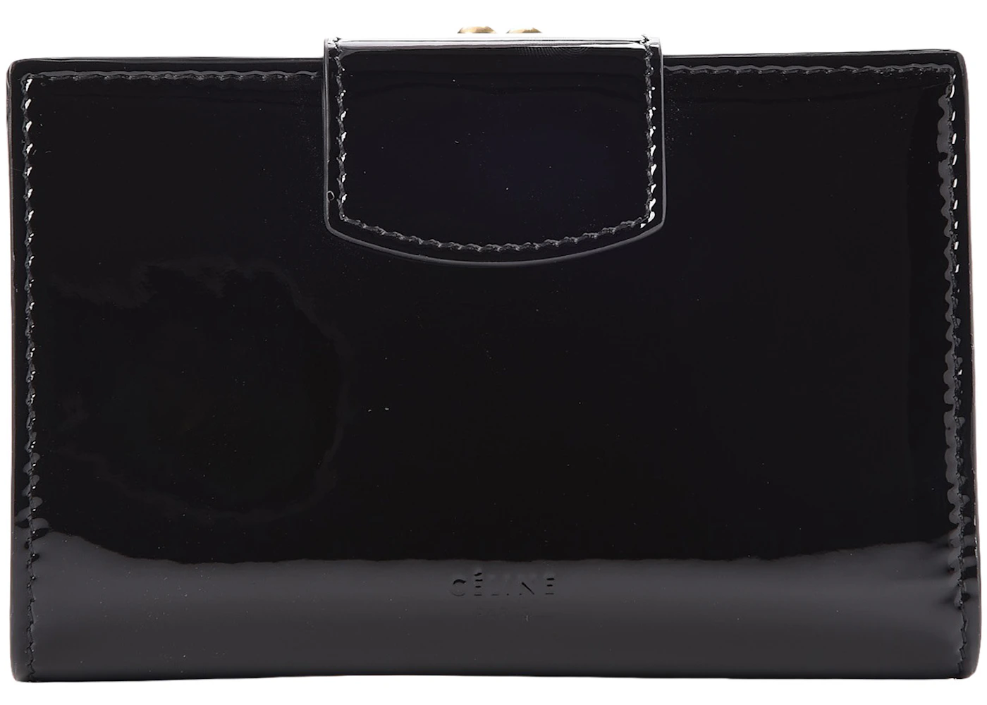 Celine Shiny Calfskin Multifunction Wallet Medium Black Patent in ...
