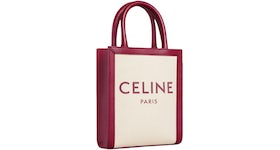 Celine Shopper Tote Mini With Celine Print Natural/Carmin
