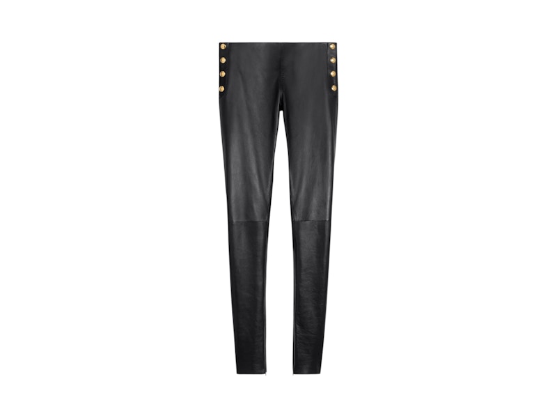 Pre-owned Celine Women's  Side Snap Buttons In Plonge Stretch Lambskin Skinny Jeans In Black