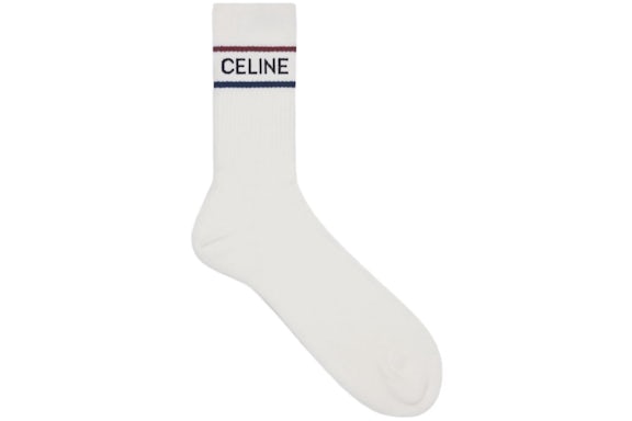 Celine Socks In Striped Cotton White/Navy