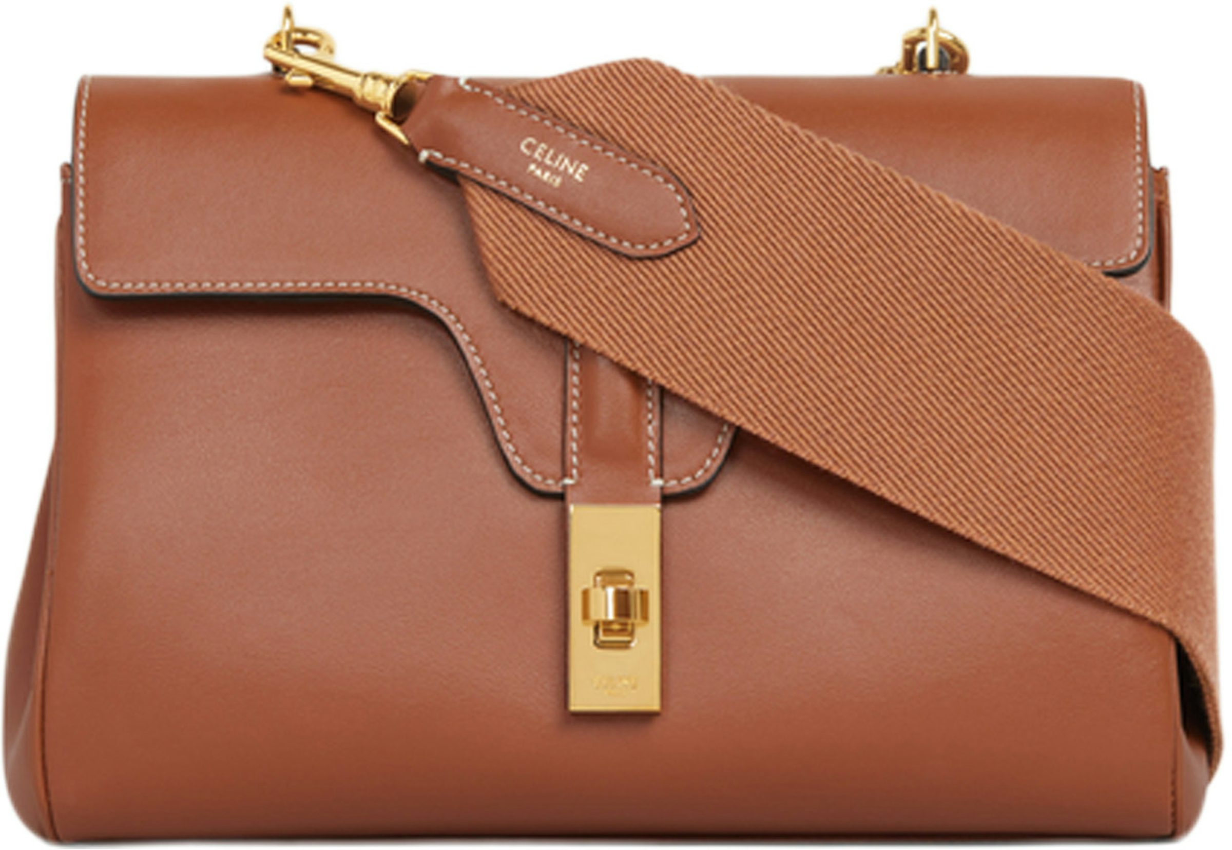 Tan Ava Triomphe Soft Bag In Smooth Calfskin - Leather Shoulder