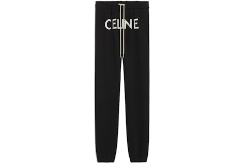 Celine Track Pants In Cotton Fleece Black/White Men's SS21 US
