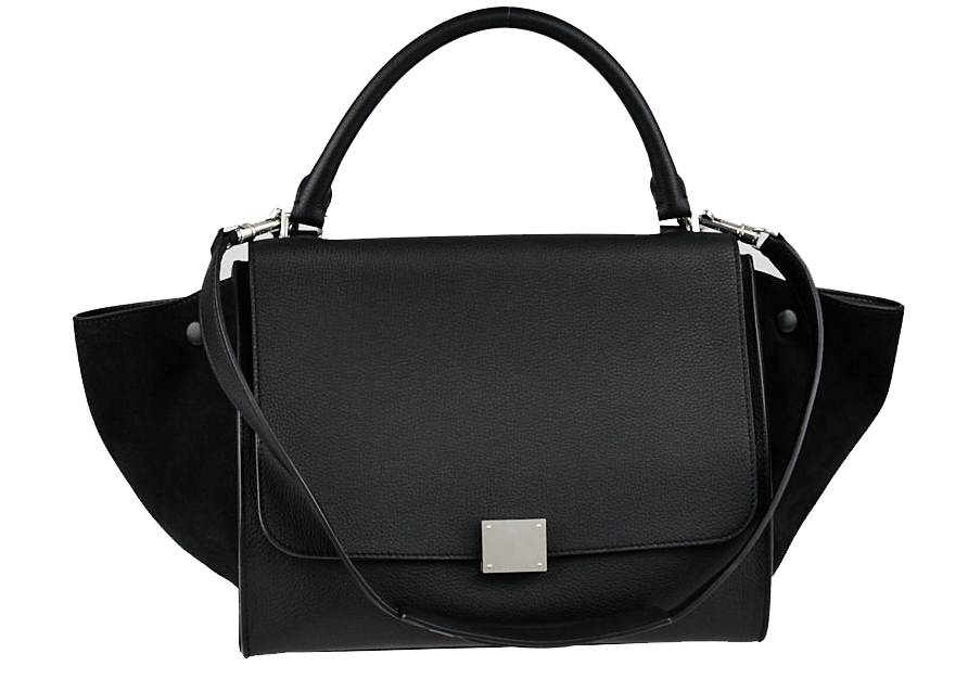 Celine Trapeze Small Calfskin Black in Calfskin with Silver tone US