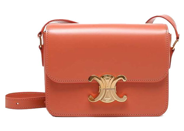 Celine Triomphe Bag Teen Shoulder Bag Apricot in Leather JP