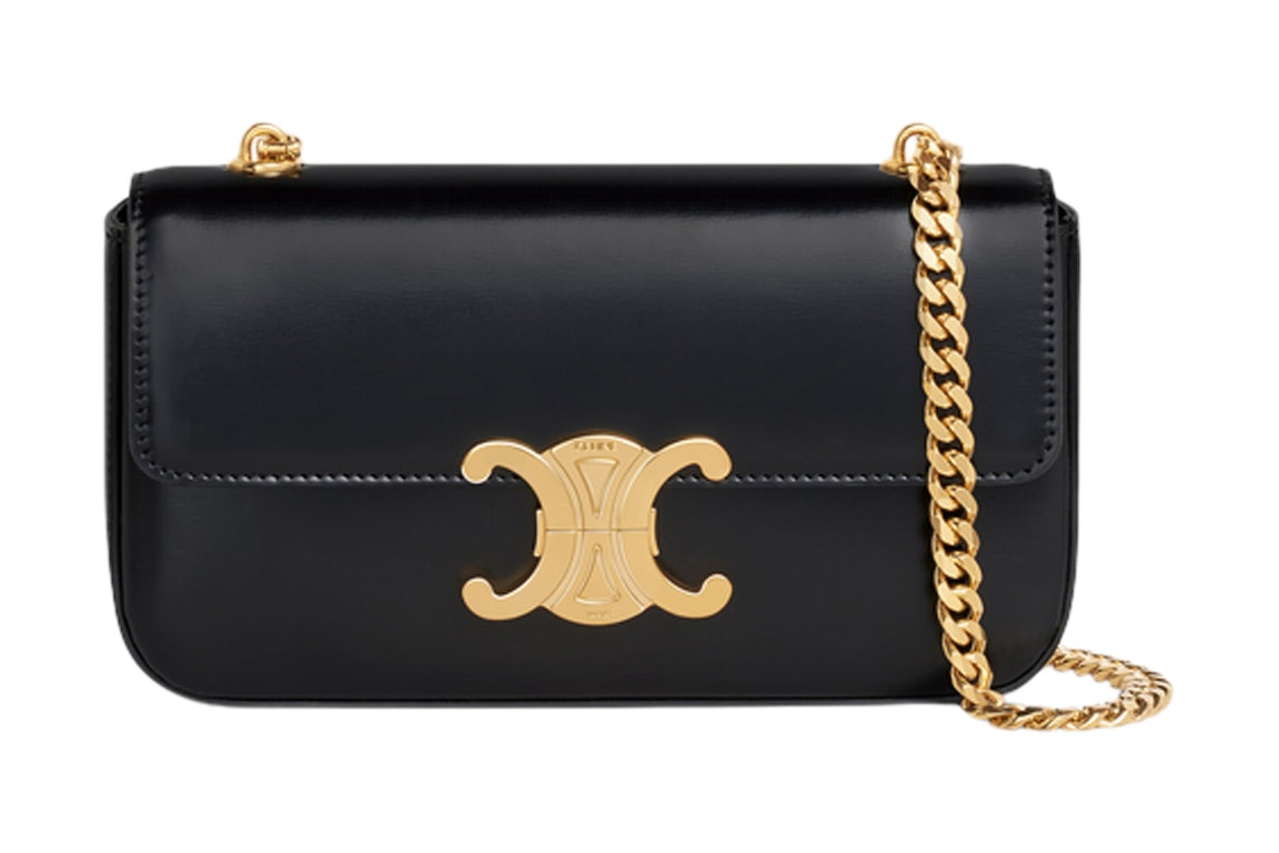 Pre-owned Celine Triomphe Chain Shoulder Bag Black