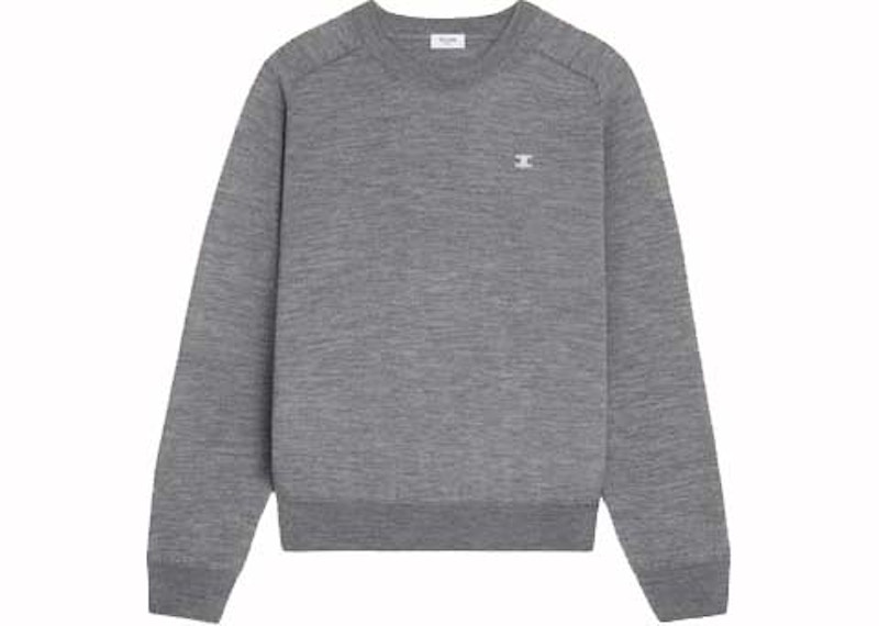 Celine Triomphe Crew Neck Wool Sweater Medium Grey Men's - US