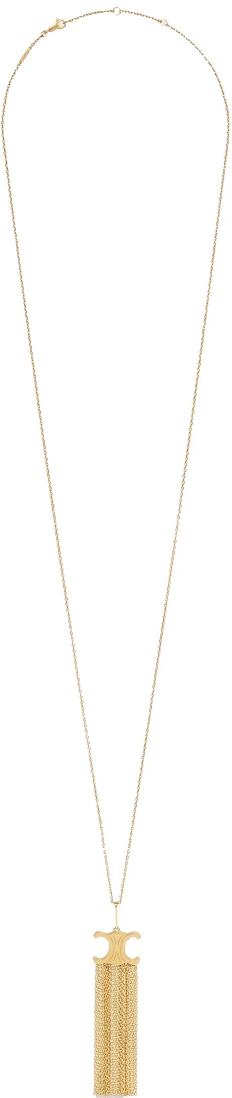 CELINE｜JEWERLY (TRIOMPHE FOLK FRINGE LONG NECKLACE IN B Celine Triomphe Folk Fringe Long Necklace in Brass Necklace