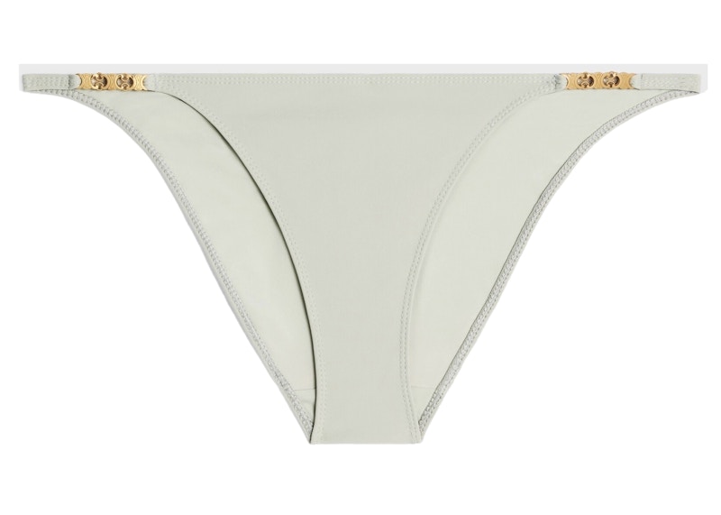 Pre-owned Celine Women's Triomphe Gourmet Chain In Matte Jersey Swim Bottom In Vert Amande