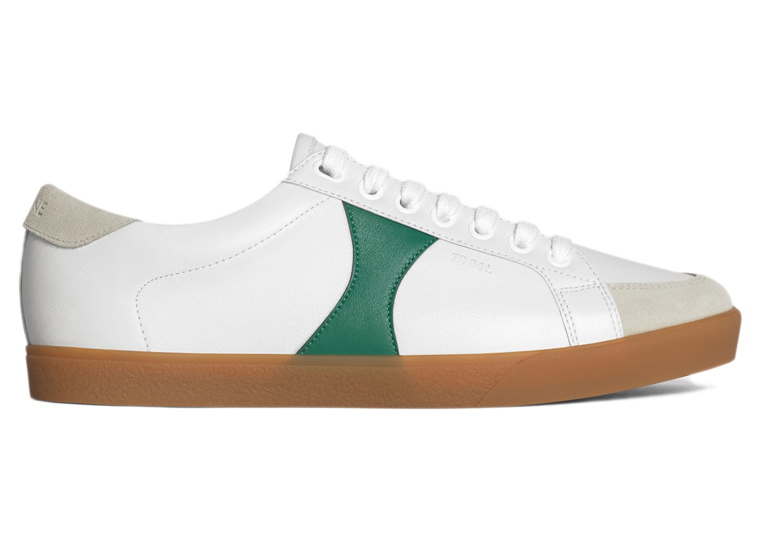 Pre-owned Celine Triomphe Lace-up Sneaker White Geeen (women's) In White/geeen