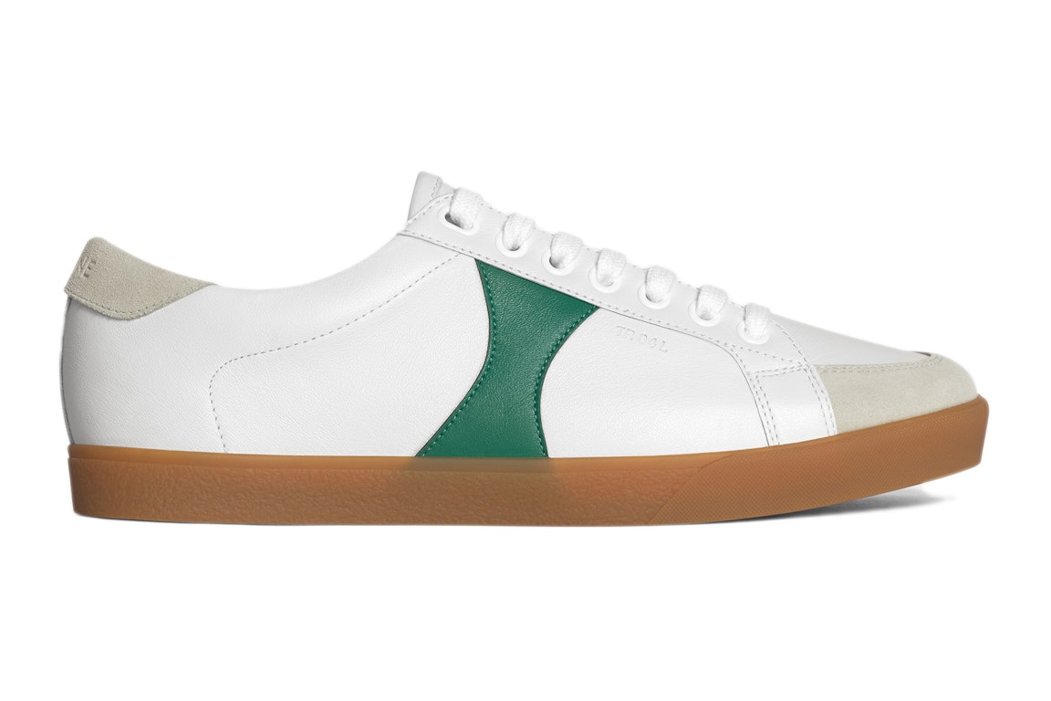 Pre-owned Celine Triomphe Lace-up Sneaker White Geeen (women's) In White/geeen
