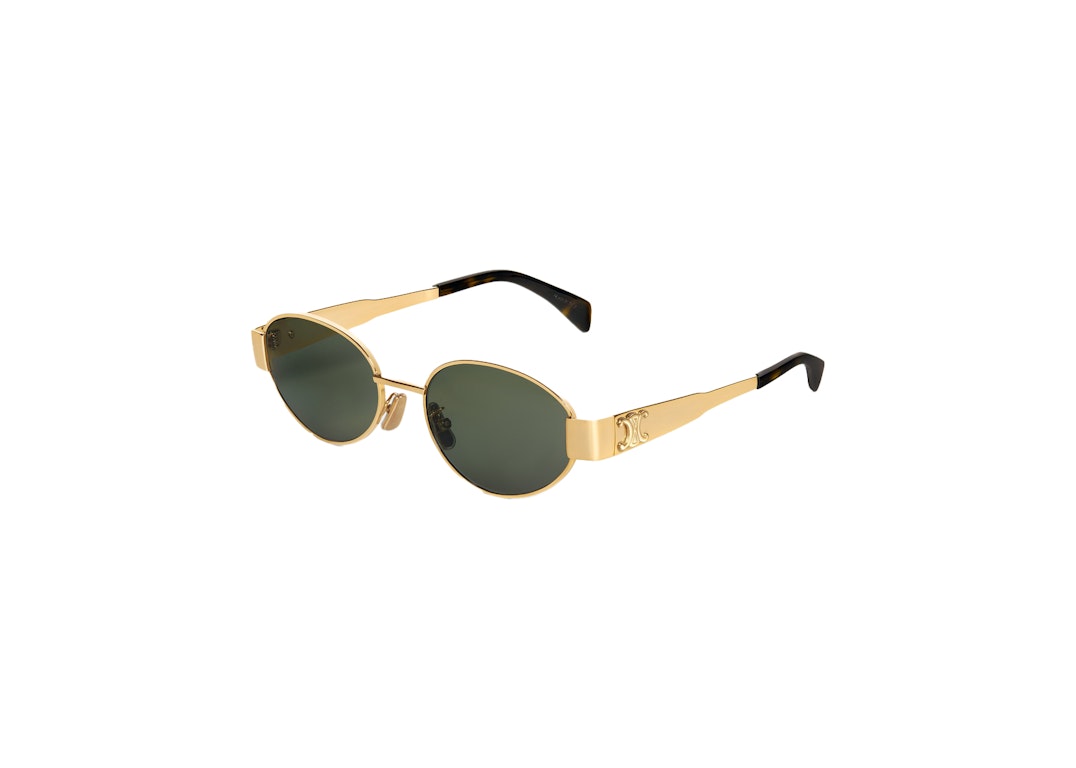 Pre-owned Celine Triomphe Metal 01 Sunglasses Gold/green (4s235cmlb.35sg / Cl40235u)