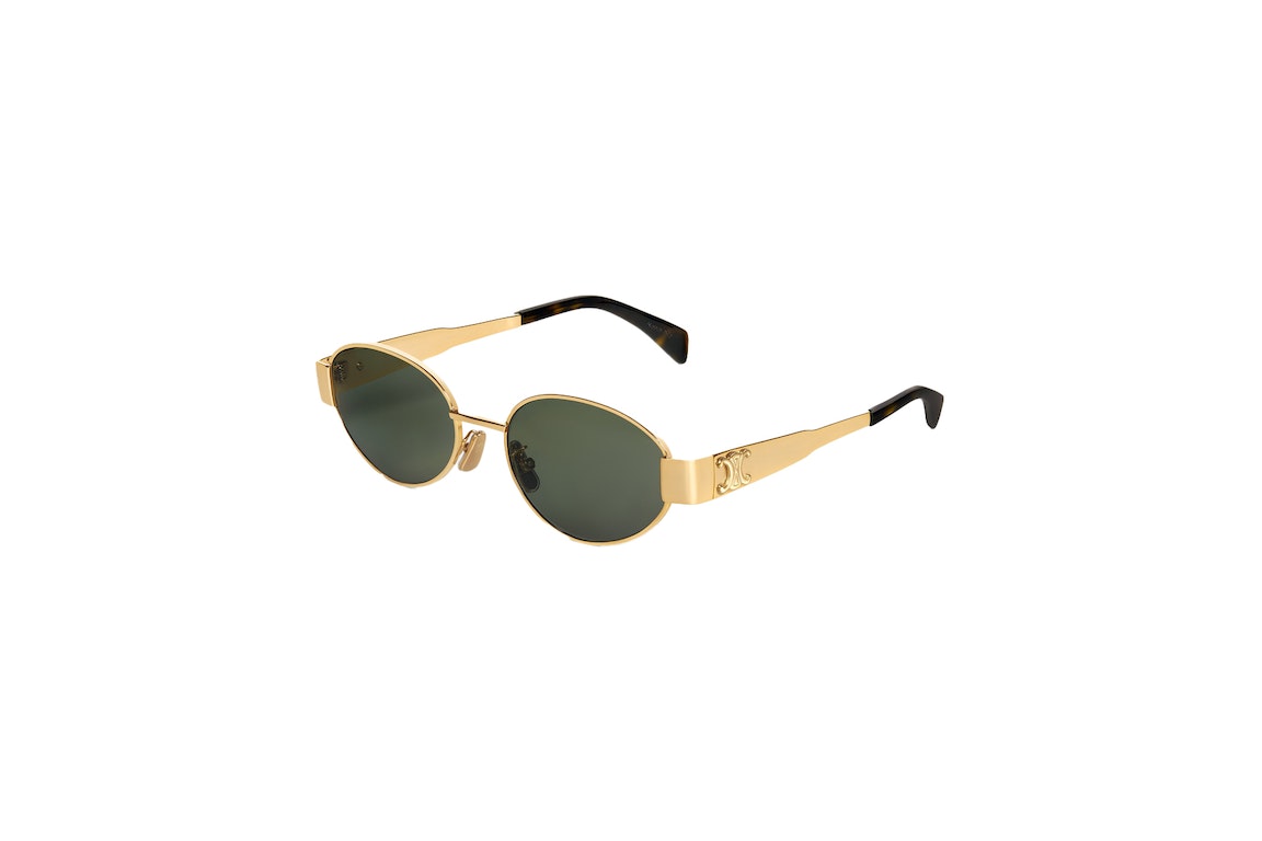 Pre-owned Celine Triomphe Metal 01 Sunglasses Gold/green (4s235cmlb.35sg / Cl40235u)