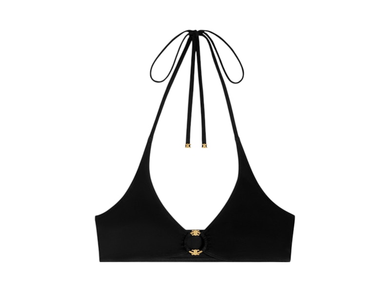 Celine Triomphe Ring in Matte Jersey Swimsuit Top Black - JP