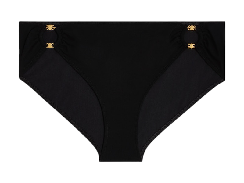 Celine Triomphe Rings in Matte Jersey Swimsuit Bottom Black - US