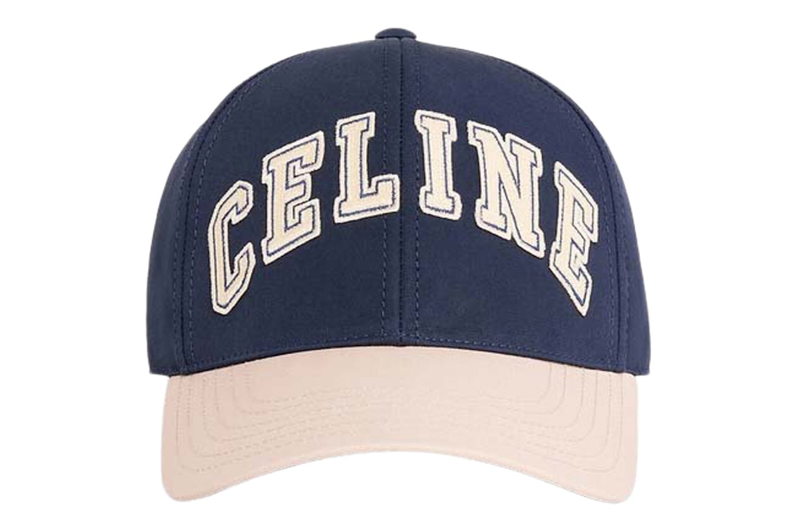 Pre-owned Celine University Baseball Cap Navy/cream