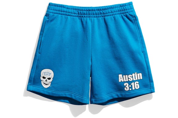 Chalk Line Stone Cold Steve Austin Blue Fleece (7 inch inseam) Shorts Blue