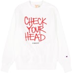 Champion x Beastie Boys x Eric Haze Check Your Head Reverse Weave Crewneck Sweatshirt White