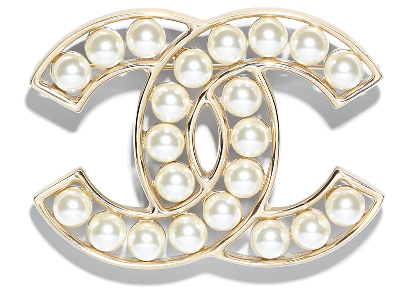 Chanel 19 Brooch Gold/White in Metal/Glass - JP